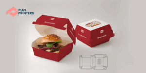 hamburger box with die cut